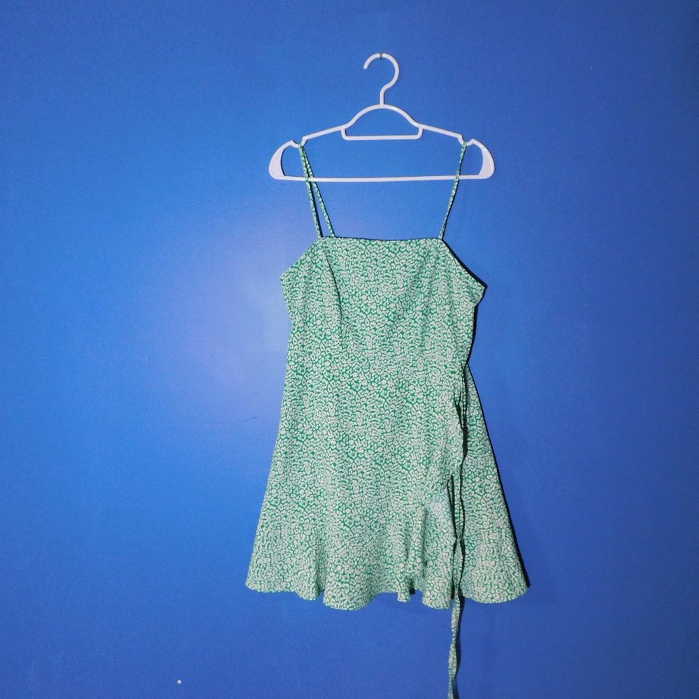 Topshop Green Cheetah Print Tie Dress NW/OT - Size US6